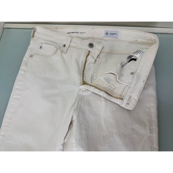 AG Adriano Goldschmied Farrah Boot Crop Jeans 32 High Rise Cream White Wide Leg - Picture 3 of 13